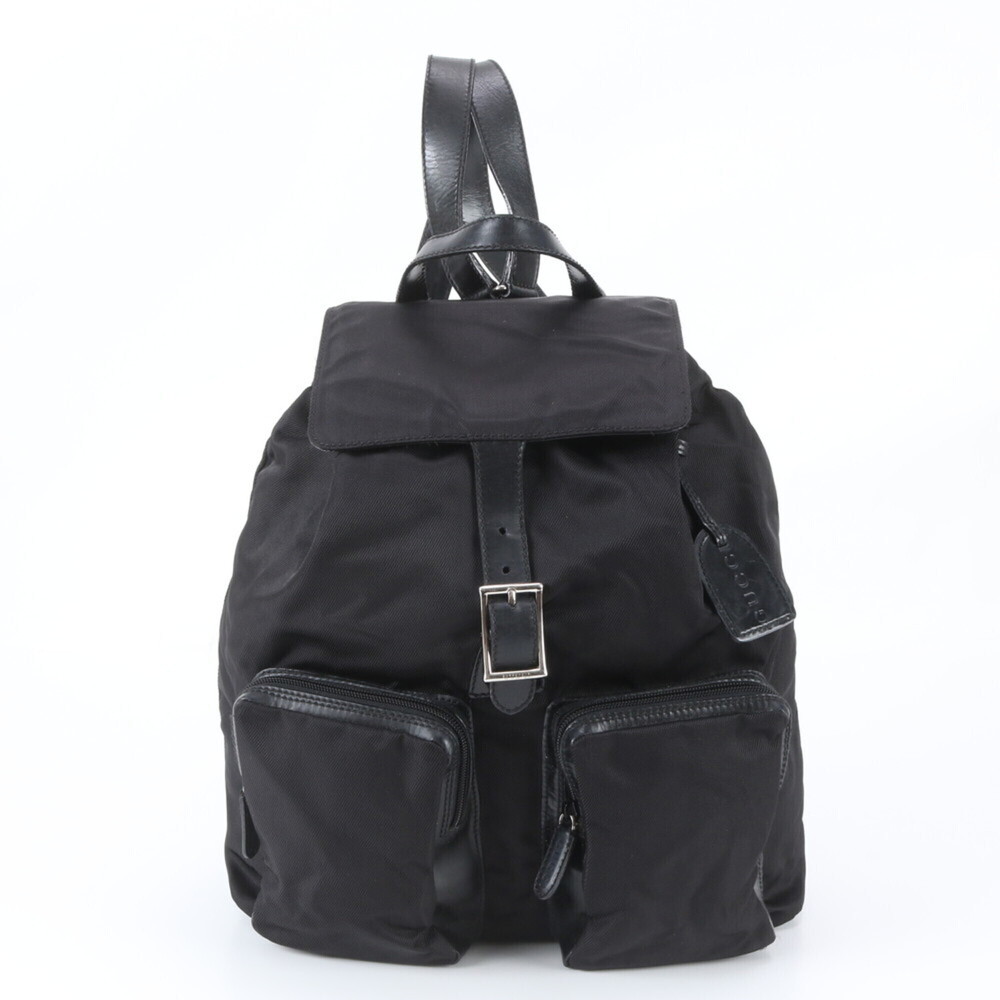 Gucci 019 2058 0173 5 Leather Nylon Backpack Shoulder Bag for Women